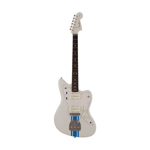 Fender Japan Traditional II 60s Jazzmaster Electric Guitar, RW FB, Olympic White / Blue Stripes