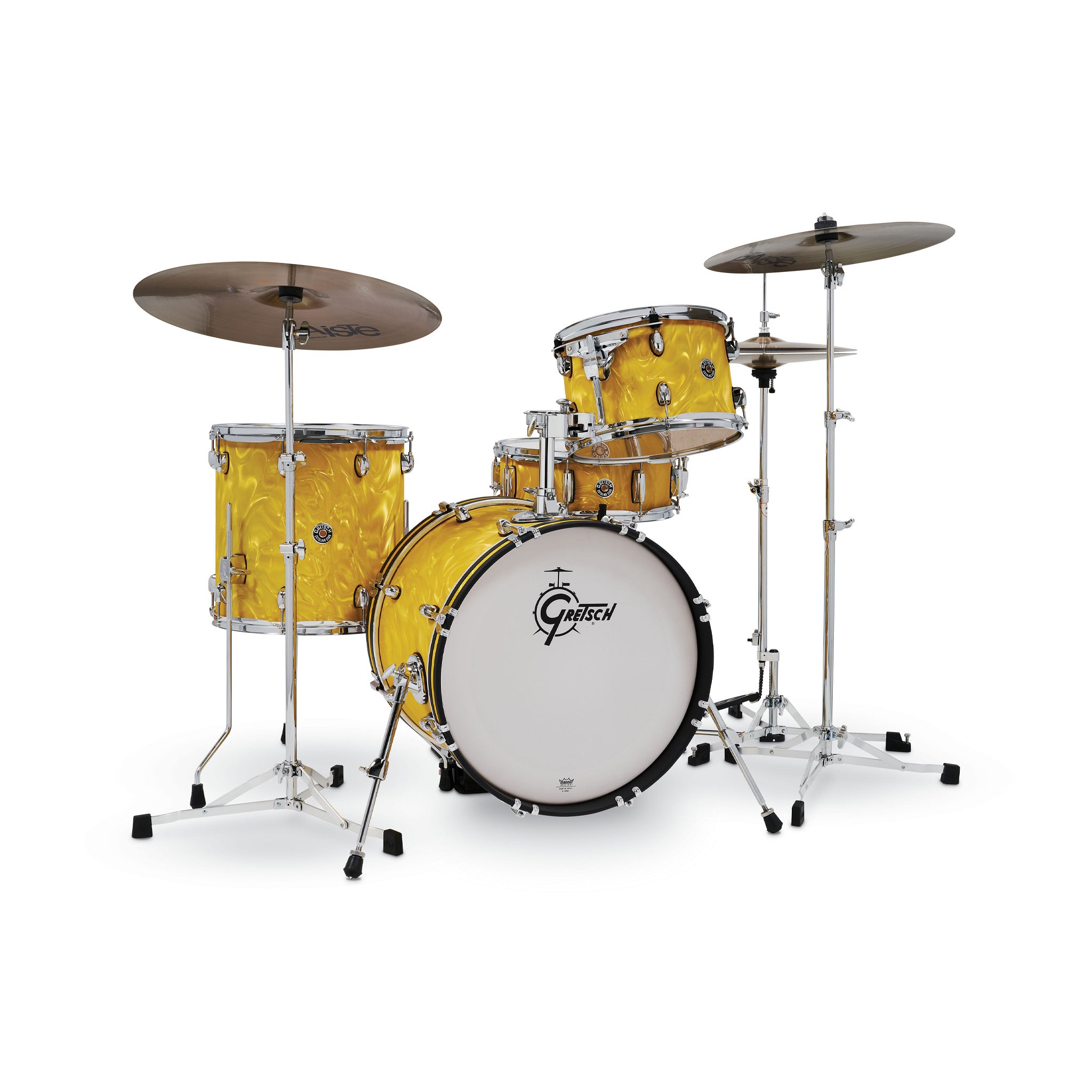 Gretsch CT1-J484-YSF Catalina Club 4-Piece Drum Shell Kit Set (18inch Bass), Yellow Satin Flame