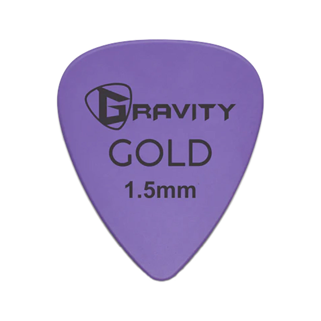Gravity Colored Gold Traditional Teardrop Guitar Pick, 1.5mm Purple