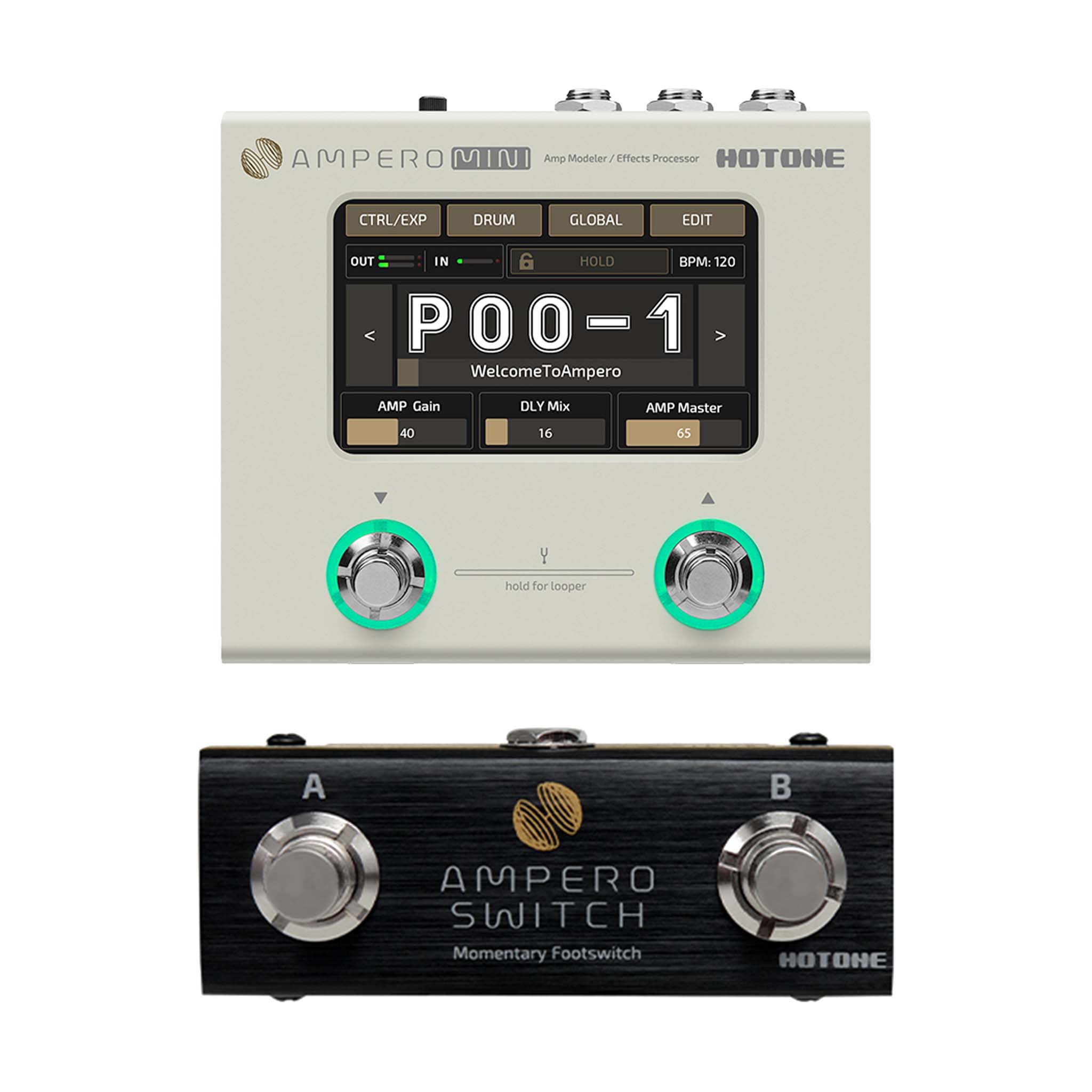 Hotone MP-50MT Ampero Mini Multieffects Pedal w/9V adapter