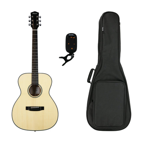 Harmony Foundation Series Terra FS OM Acoustic Guitar, Natural Gloss Bundle