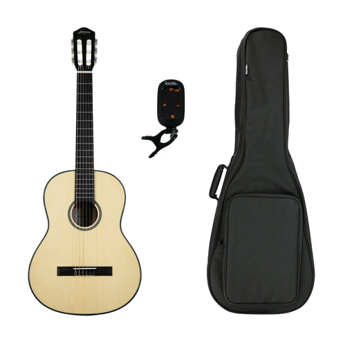 Harmony Foundation Series Terra FS Classical Acoustic Guitar, Natural Gloss Bundle