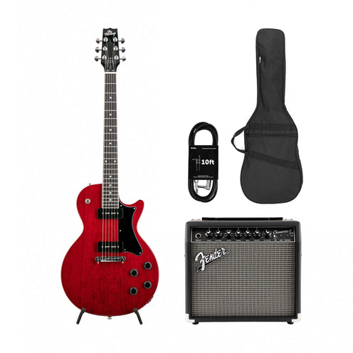 Heritage Ascent+ Collection H-137 Electric Guitar, Cherry w/ Fender Champion II 25 Bundle