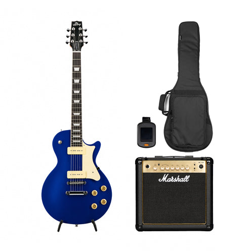 Heritage Ascent+ Collection H-150 P90 Electric Guitar w/ Marshall MG15GR Bundle, Midnight Blue