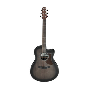 Ibanez AAM70CE-TBN Acoustic Guitar w/Gloss Top, Transparent Charcoal Burst Low, Natural Open