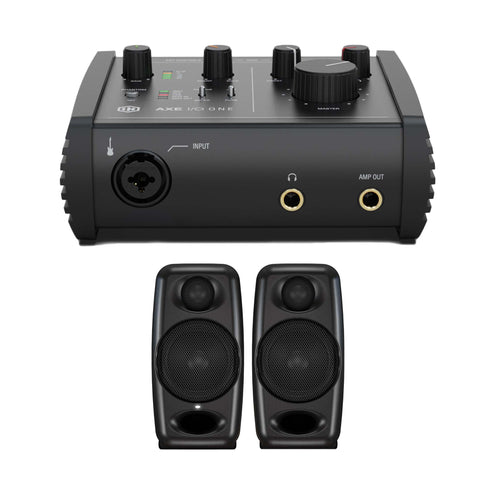 IK Multimedia AXE I/O ONE w/ iLoud Microp Monitor Pair Bundle, Black