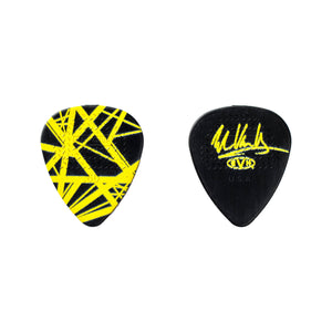 Jim Dunlop EVHPT04EVH VH-II Yellow w/ Black Stripes Max-Grip 0.60MM Guitar Pick Tin, 6-Pack