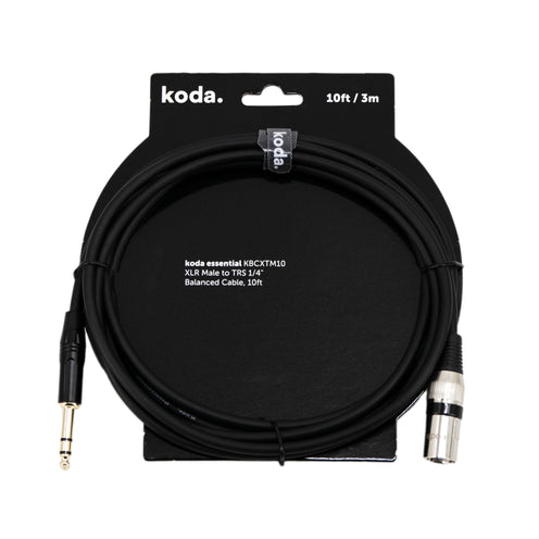 koda essential KBCXTM10 XLR Male to TRS 1/4 inch Balanced Cable, 10ft