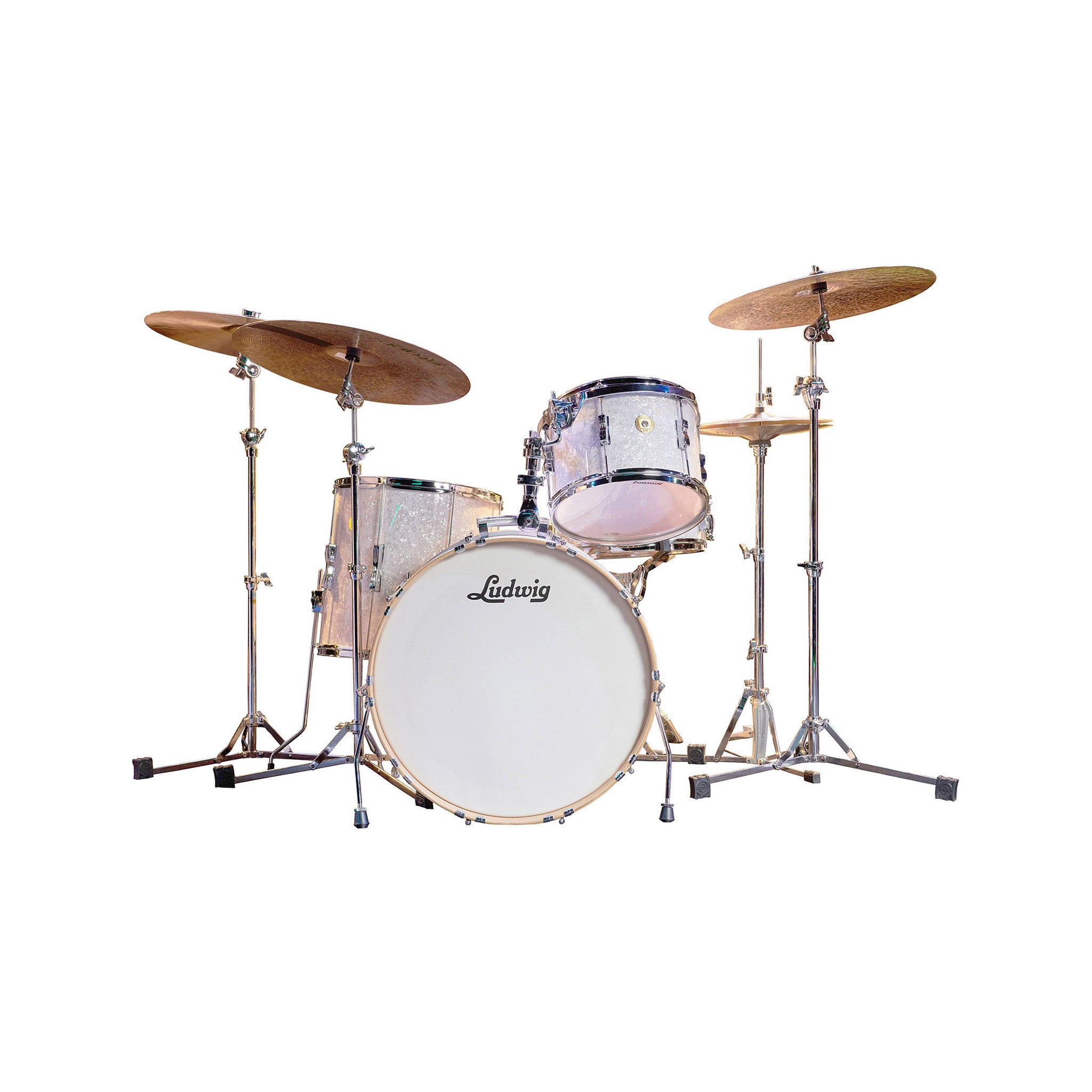 Ludwig LCLUB22WM Continental Club 4-Piece Drum Kit(22B+16F+13T+14S), White Marine Pearl
