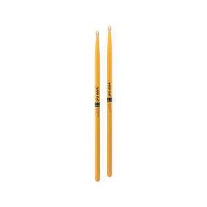 Promark TX5AW-YELLOW Hickory 5A Drumsticks, Wood Tip, Yellow