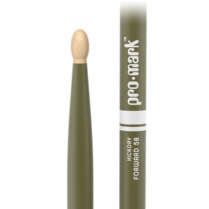 Promark TX5BW-GREEN Hickory 5B Drumsticks, Wood Tip, Green