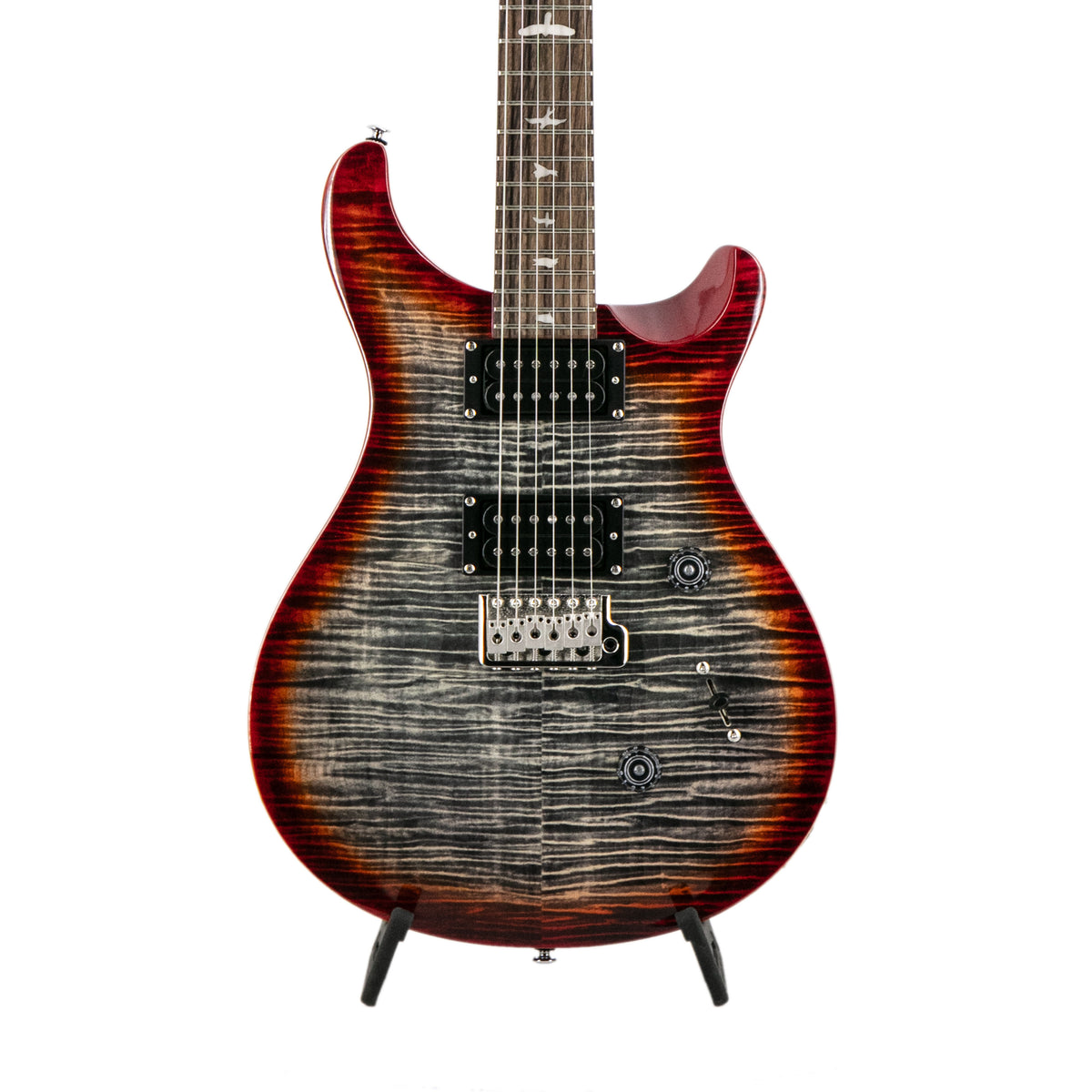PRS SE Custom 24 Electric Guitar w/Bag, Charcoal Cherry Burst