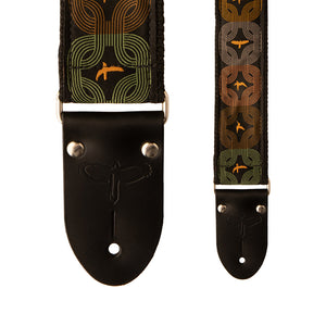 PRS 2 Inch Deluxe Retro Guitar Strap w/Custom Jacquard, Orange Birds