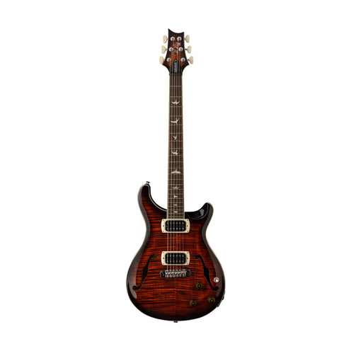 PRS SE Flat Back Hollowbody I Piezo Electric Guitar, Orange Tiger Smokeburst