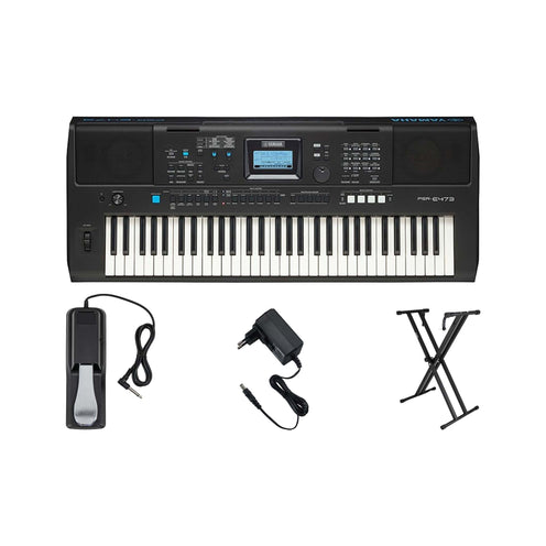 Yamaha PSR-E473 61-Key Portable Keyboard, Bundle Set