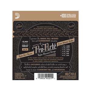 D'Addario EJ48 80/20 Bronze Pro-Arte Nylon Classical Guitar Strings, Hard Tension