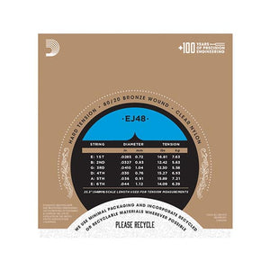 D'Addario EJ48 80/20 Bronze Pro-Arte Nylon Classical Guitar Strings, Hard Tension