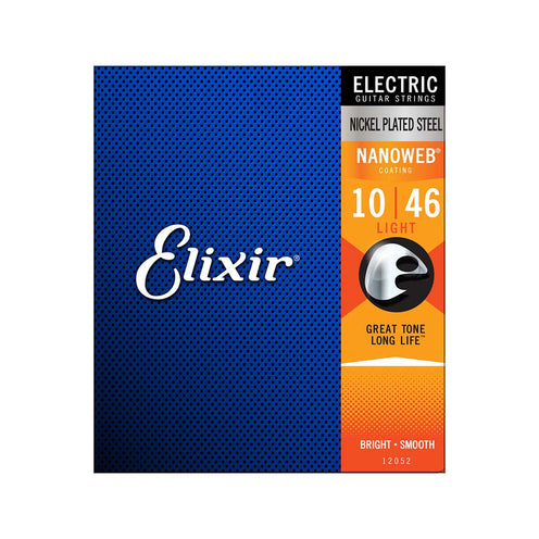 Elixir 12052 Nanoweb Electric Guitar Strings, Light, 10-46