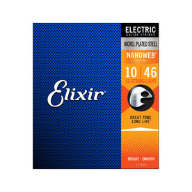 Elixir 12450 Nanoweb Electric Guitar Strings, 12-String Light, 10-46