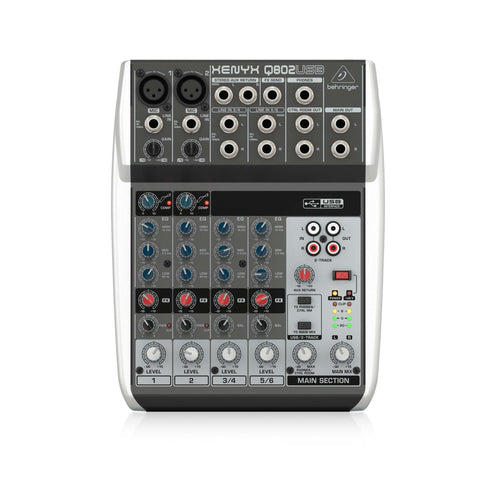 Behringer Q802USB Xenyx 8-Channel Mixer w/ USB, UK Plug