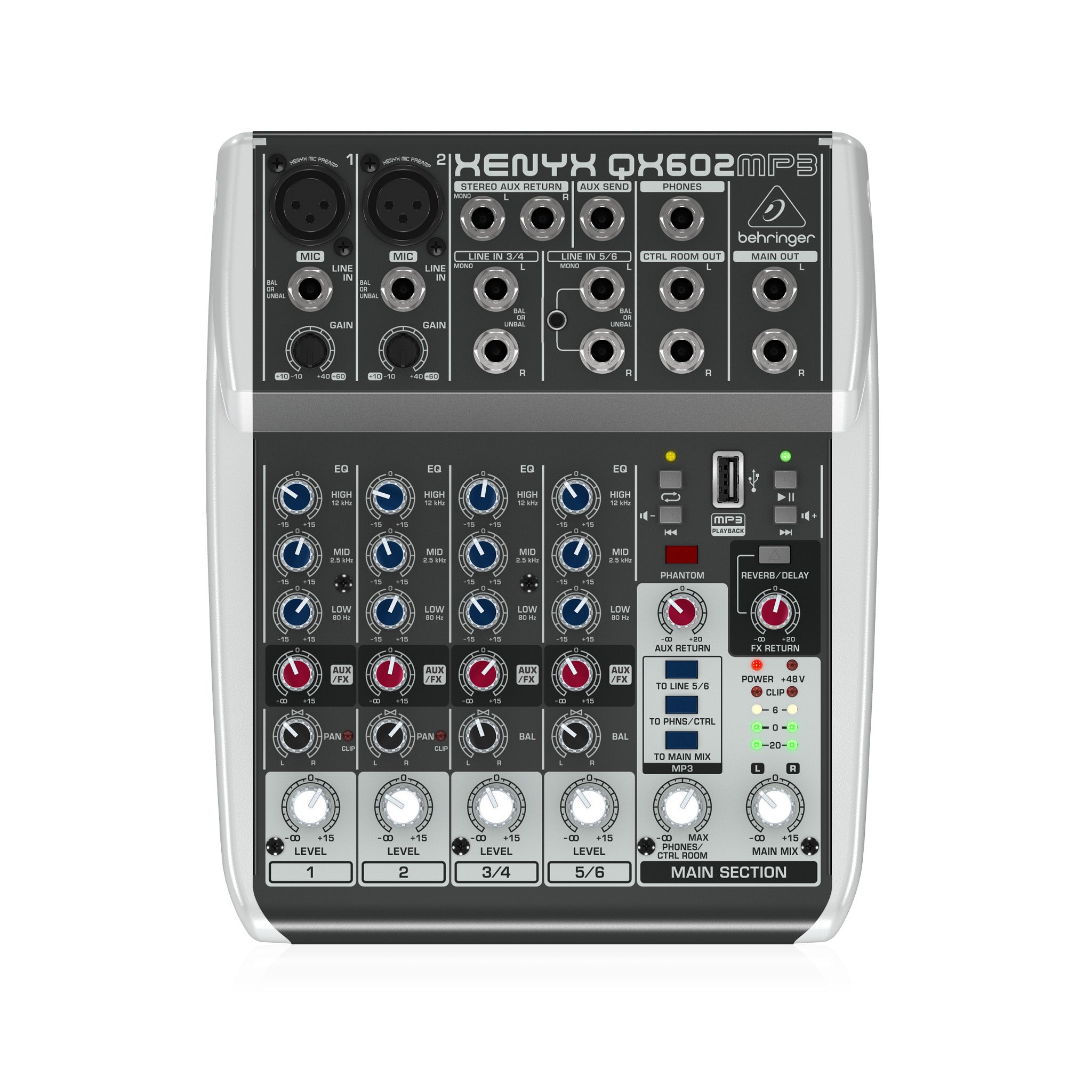 Behringer Xenyx QX602MP3 6-Channel Mixer w/ USB and Effects – Swee