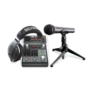 Behringer PODCASTUDIO 2 USB Podcasting Bundle w/ Mixer, Mic, and Headphones