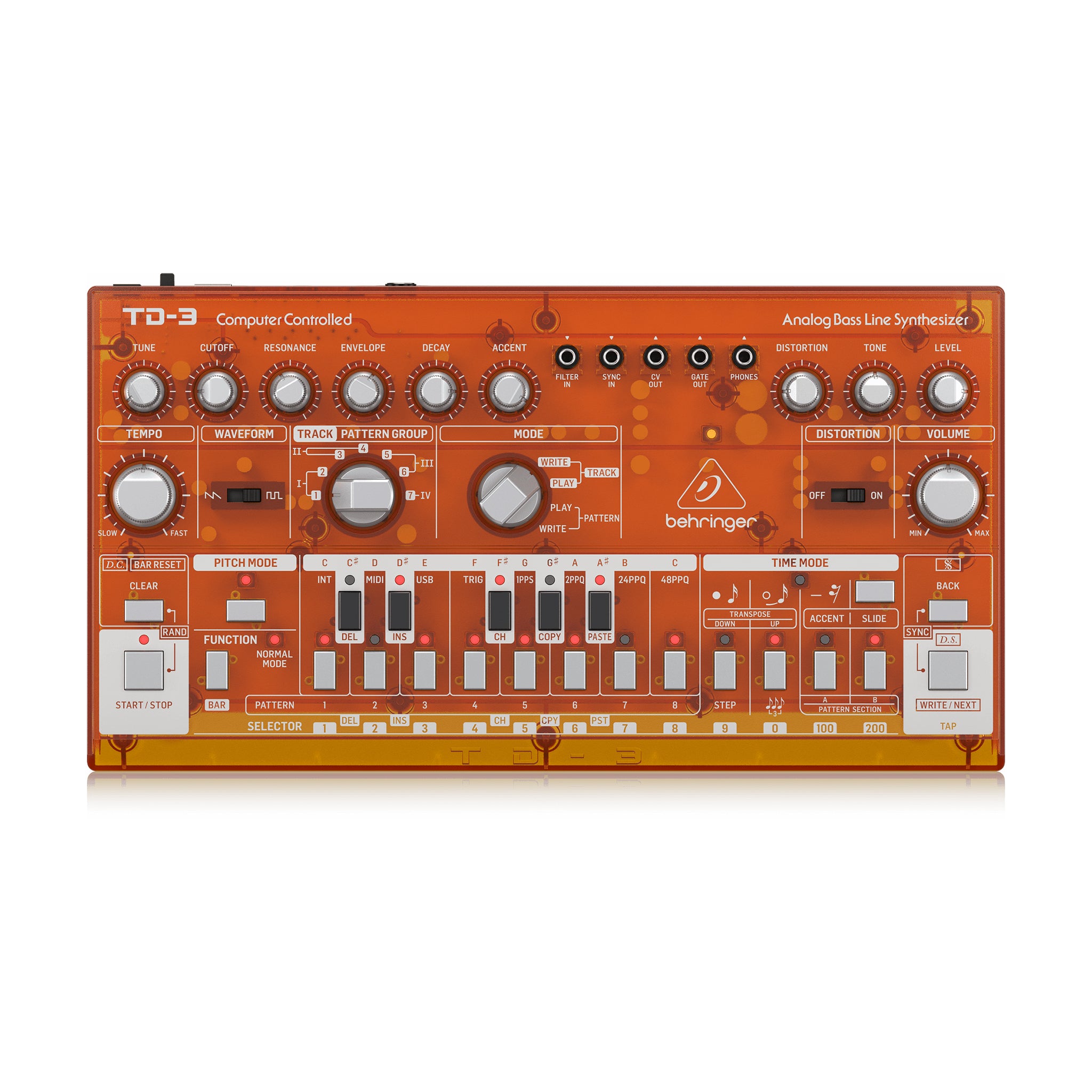 Behringer TD-3-TG Analog Bass Line Synthesizer, Tangerine