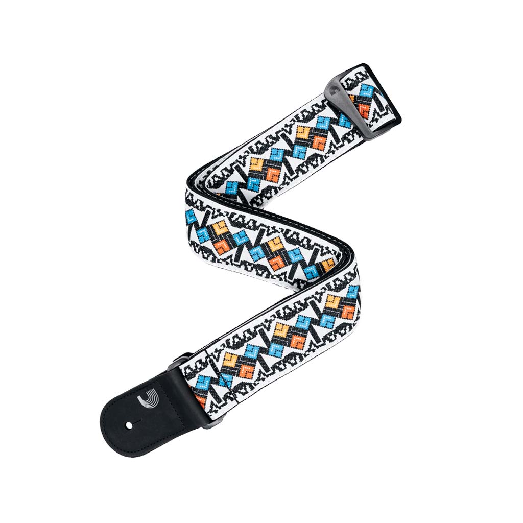 D'Addario Eco-Comfort Jacquard Woven Guitar Strap, White
