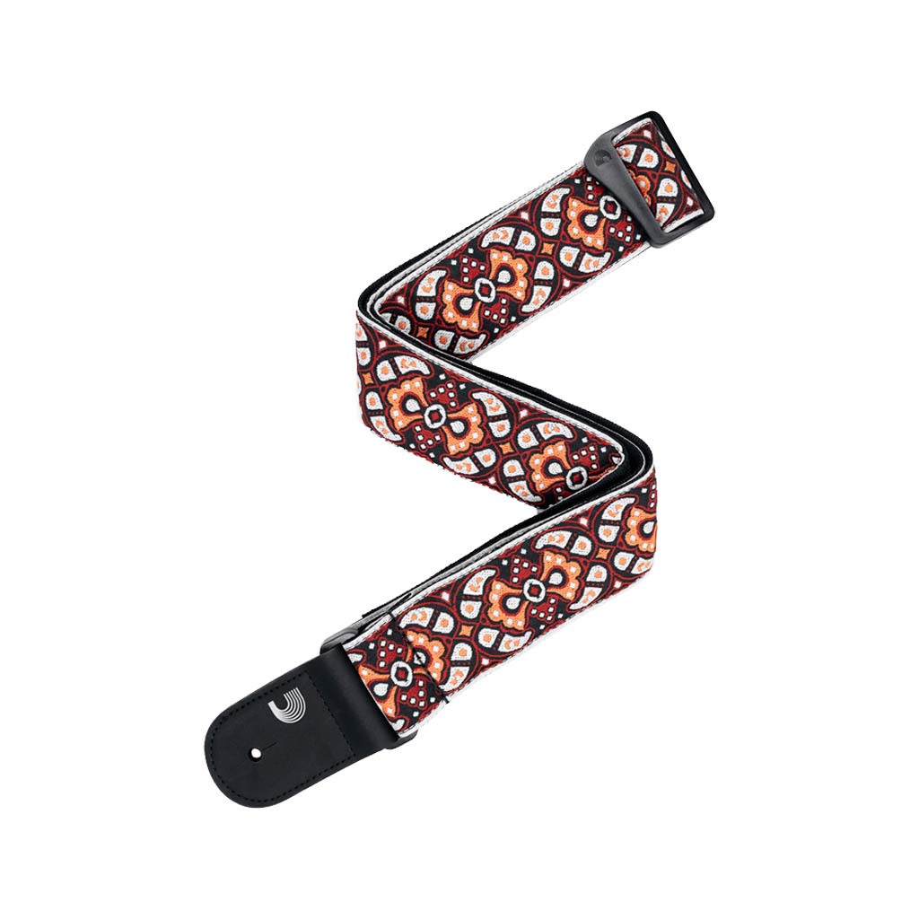 D'Addario Eco-Comfort Jacquard Woven Guitar Strap, Red/Orange
