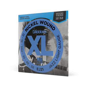 D'Addario EJ21 Nickel Wound Electric Guitar Strings, Jazz Light, 12-52