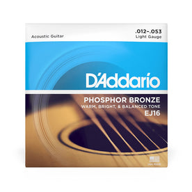 D'Addario EJ16 Phosphor Bronze Acoustic Guitar Strings, Light, 12-53, 2-Pack