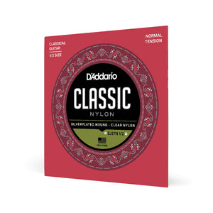 D'Addario EJ27N Student Nylon 1/2 Sized Classical Guitar Strings, Normal Tension, Silverplated Wound