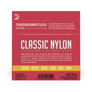 D'Addario EJ27N Student Nylon 3/4 Sized Classical Guitar Strings, Normal Tension, Silverplated Wound