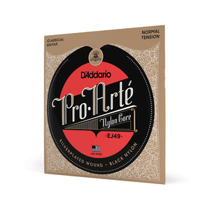 D'Addario EJ49 Pro-Arte Black Nylon Classical Guitar Strings, Normal Tension