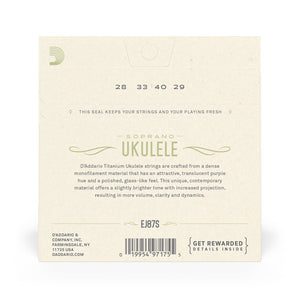 D'Addario EJ87S Titanium Ukulele Strings, Soprano