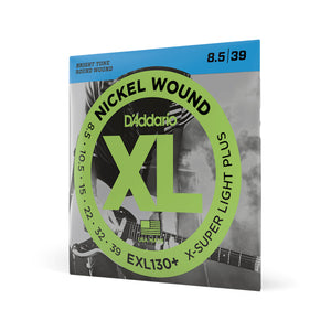 D'Addario EXL130+ Nickel Wound Electric Guitar Strings, Extra-Super Light Plus, 8.5-39