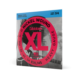 D'Addario EXL145 Nickel Wound Electric Guitar Strings, Heavy, Plain 3rd, 12-54