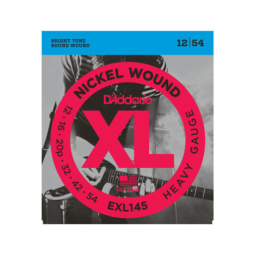 D'Addario EXL145 Nickel Wound Electric Guitar Strings, Heavy, Plain 3rd, 12-54