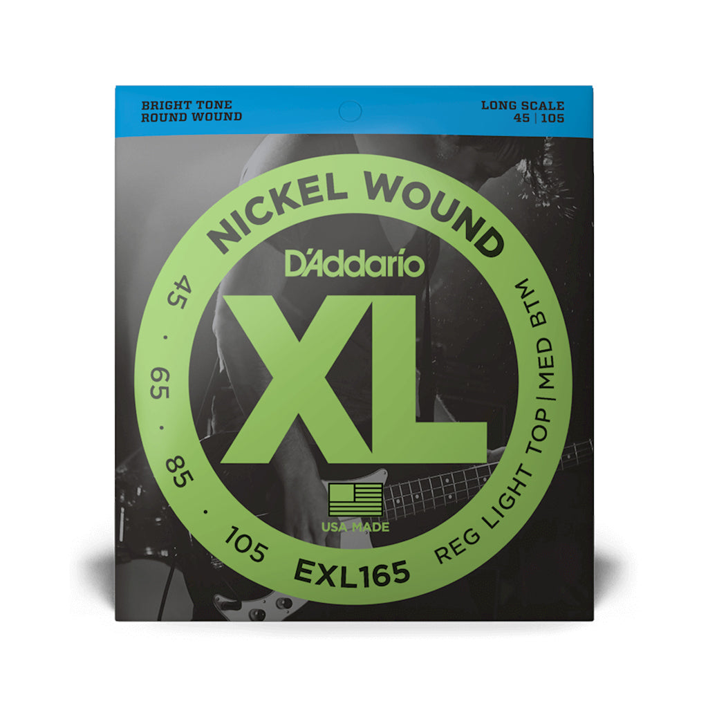 D'Addario EXL165 Nickel Wound Bass Guitar Strings, Custom Light, 45-105, Long Scale