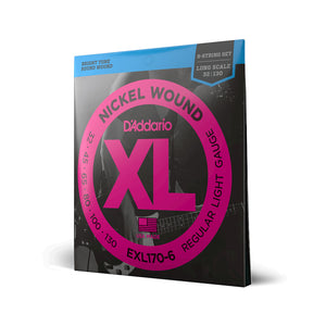 D'Addario EXL170-6 Nickel Wound 6-Strings Bass Guitar Strings, Light, 32-130, Long Scale