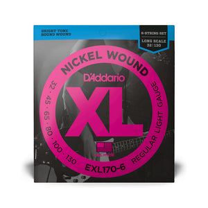 D'Addario EXL170-6 Nickel Wound 6-Strings Bass Guitar Strings, Light, 32-130, Long Scale