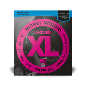 D'Addario EXL170-5SL Nickel Wound 5-Strings Bass Guitar Strings, Light, 45-130, Super Long Scale