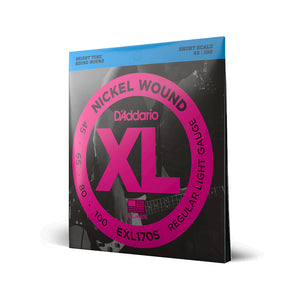 D'Addario EXL170S Nickel Wound Bass Guitar Strings, Xtra Light, 45-100, Short Scale