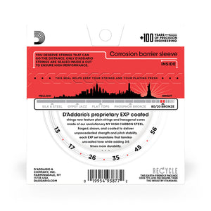 D'Addario EXP12 Coated 80/20 Bronze Acoustic Guitar Strings, Medium, 13-56