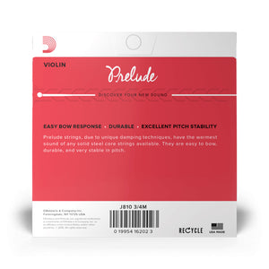 D'Addario J810 3/4M Prelude Violin String Set, 3/4 Medium