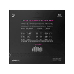 D'Addario NYXL32130 6-String Nickel Wound Bass Guitar Strings, Long Scale, Regular Light, 32-130