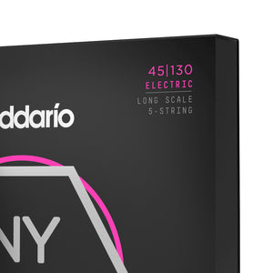 D'Addario NYXL45130 NYXL 5-String Bass Strings, Long Scale, Regular Light, 45-130