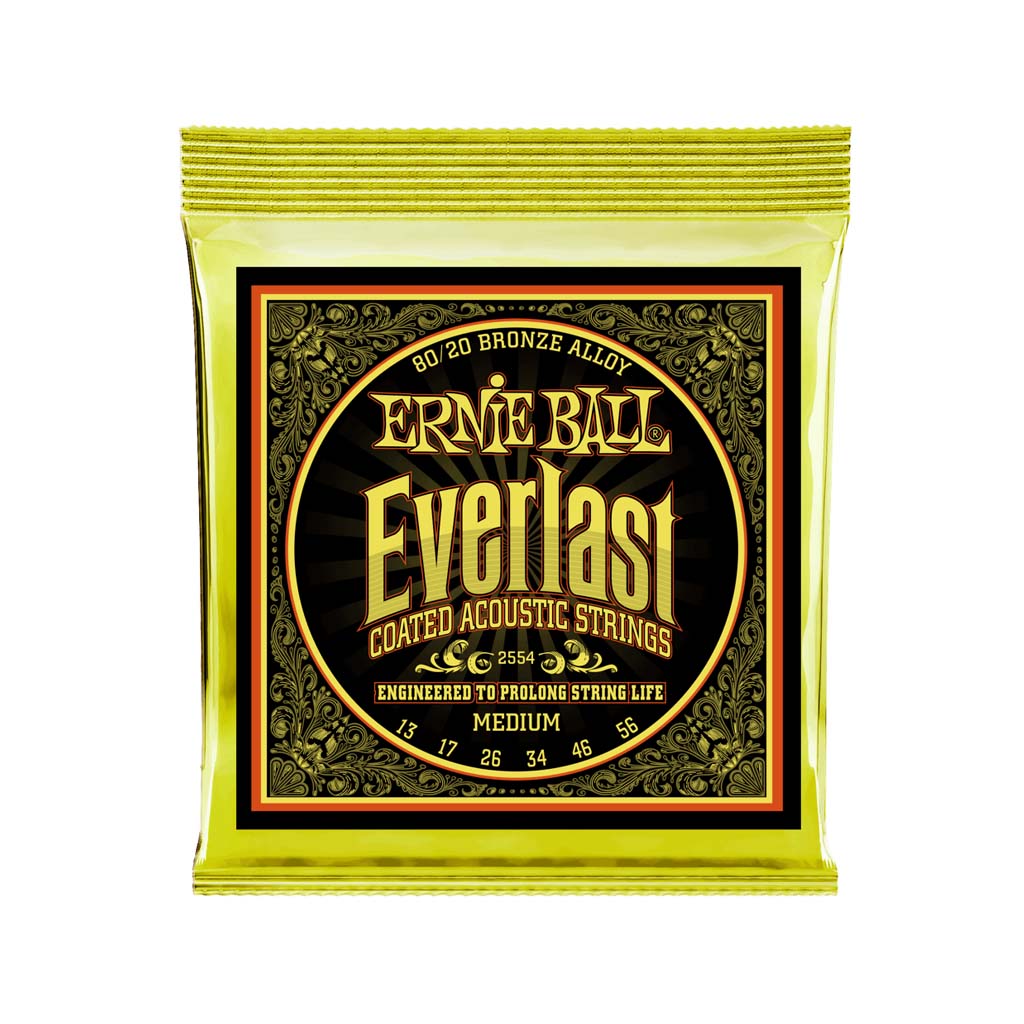 Ernie Ball Everlast Medium Coated Phosphor Bronze Acoustic Guitar Strings, 13-56