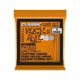 Ernie Ball Hybrid Slinky Classic Rock N Roll Electric Guitar Strings, 9-46, 3-Pack