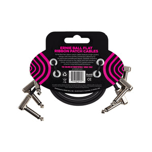 Ernie Ball 12Inch Flat Ribbon Patch Cable, 3-Pack, Black